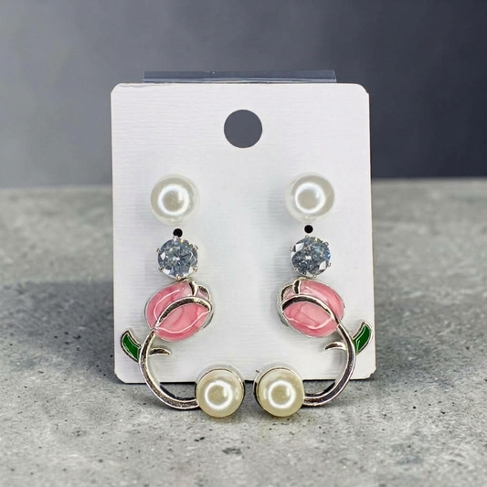 Artificial Pearl & Floral Statement Earrings Combo for Women and Girls
