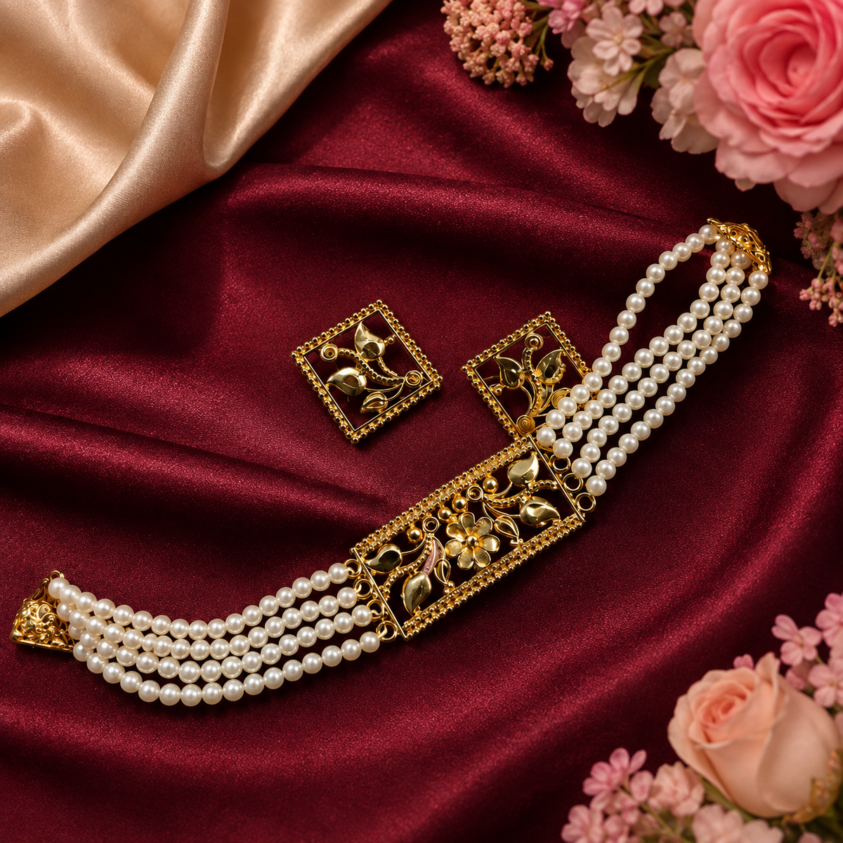 Royal Pearl & Gold-Tone Choker Set