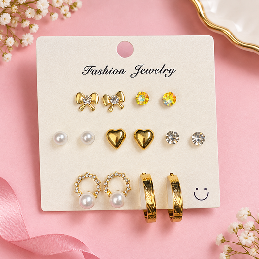 7-Pair Trendy Earrings Combo Set for Women & Girls