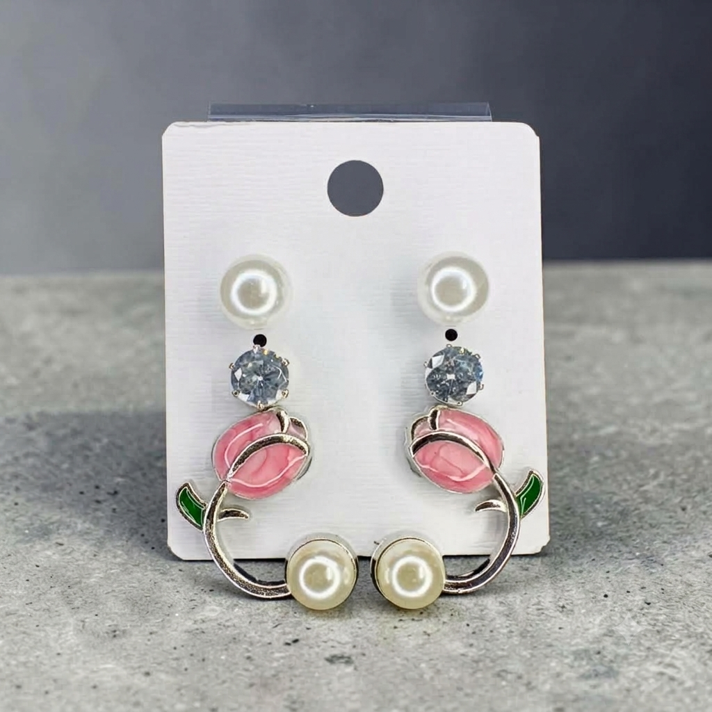 Artificial Pearl & Floral Statement Earrings Combo for Women and Girls