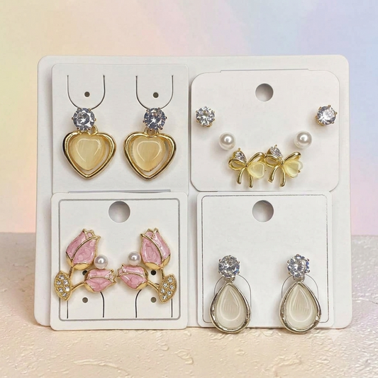 Stylish Pearl, Crystal & Floral Earrings Combo Set for Women