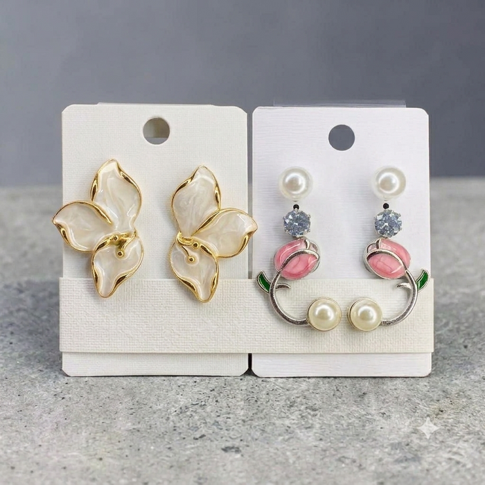 Artificial Pearl & Floral Statement Earrings Combo for Women and Girls