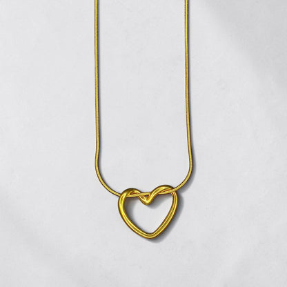 Golden Heart Pendant Snake Chain Necklace for Women & Girls | Korean Style Minimalist Heart Necklace