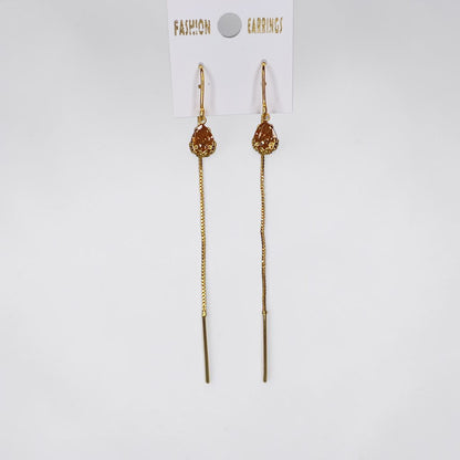 Pearl Cluster Dangle Earrings + Amber Teardrop Long Threader Earrings