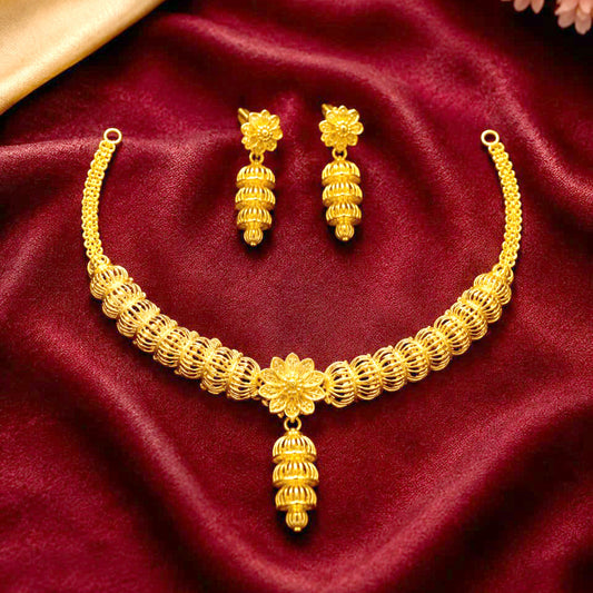 Floral Gold-Tone Necklace & Earring Set
