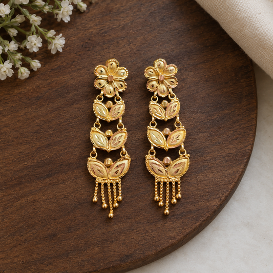 Premium quality Floral Leaf Design Long Drop Earrings for Women